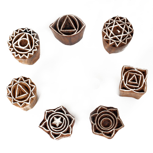 Holzstempel Chakra-Set, 7 Stk.  ca 3 cm